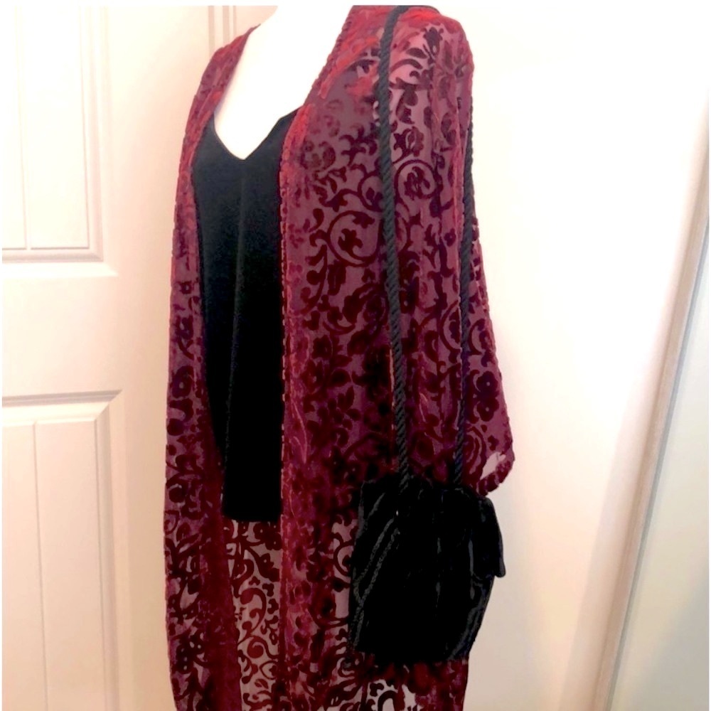 Vintage Cloak Velvet Bag Rope Shoulder Strap Crossbody Cinch Saks Fifth Ave